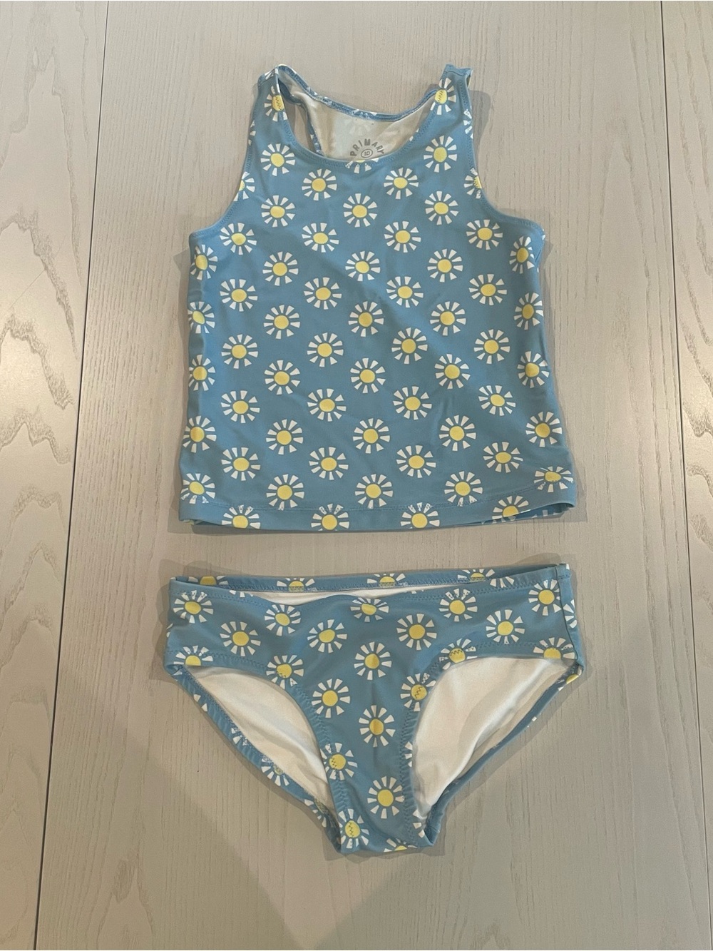 Primary Kids Swim Tank Bikini Bottom Swim Set (Daisy Floral Sun) - Size 10
